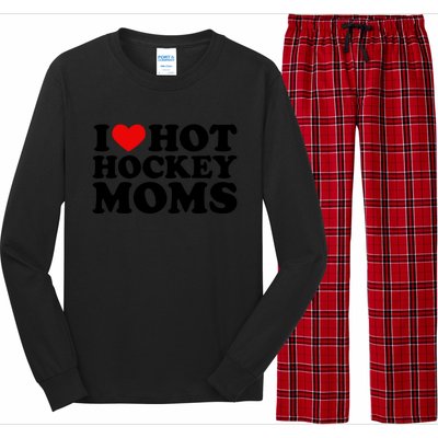 I Love Hot Hockey Moms Cool Gift I Heart Hot Hockey Moms Cute Gift Long Sleeve Pajama Set