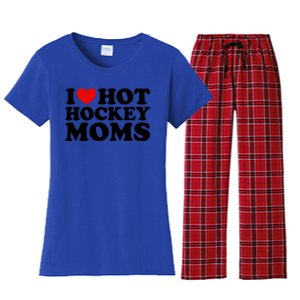 I Love Hot Hockey Moms Cool Gift I Heart Hot Hockey Moms Cute Gift Women's Flannel Pajama Set