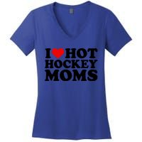 I Love Hot Hockey Moms Cool Gift I Heart Hot Hockey Moms Cute Gift Women's V-Neck T-Shirt