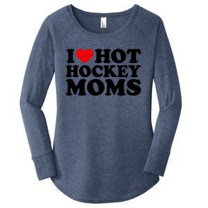 I Love Hot Hockey Moms Cool Gift I Heart Hot Hockey Moms Cute Gift Women's Perfect Tri Tunic Long Sleeve Shirt