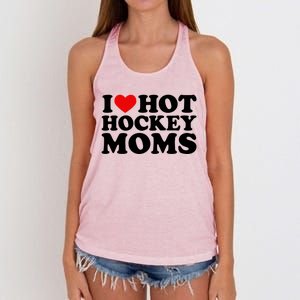 I Love Hot Hockey Moms Cool Gift I Heart Hot Hockey Moms Cute Gift Women's Knotted Racerback Tank