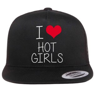 I Love Hot Girls Flat Bill Trucker Hat