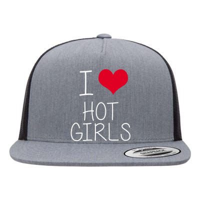 I Love Hot Girls Flat Bill Trucker Hat