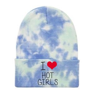 I Love Hot Girls Tie Dye 12in Knit Beanie