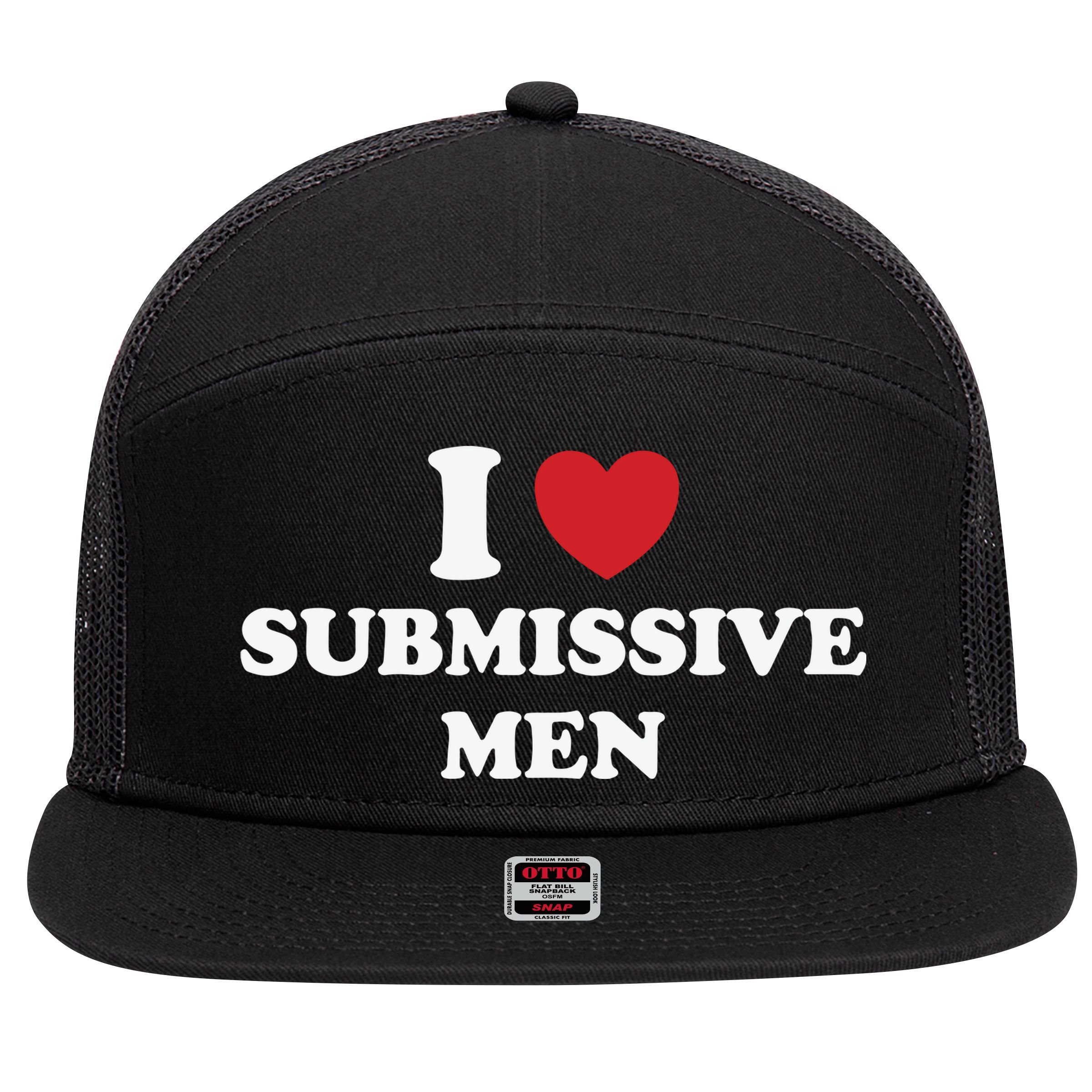 I Love Heart Submissive 7 Panel Mesh Trucker Snapback Hat