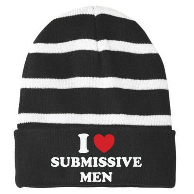 I Love Heart Submissive Striped Beanie with Solid Band