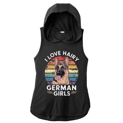 I Love Hairy German (7) Ladies PosiCharge Tri-Blend Wicking Draft Hoodie Tank