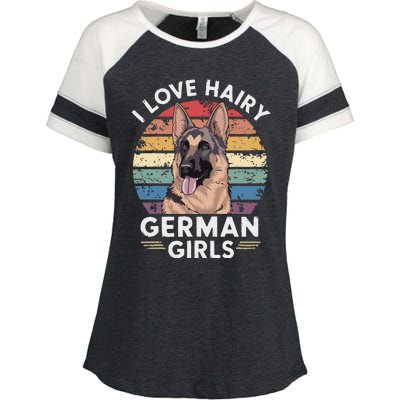 I Love Hairy German (7) Enza Ladies Jersey Colorblock Tee