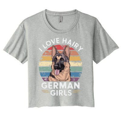 I Love Hairy German (7) Women's Crop Top Tee