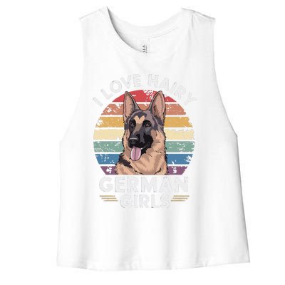 I Love Hairy German (7) Women's Racerback Cropped Tank