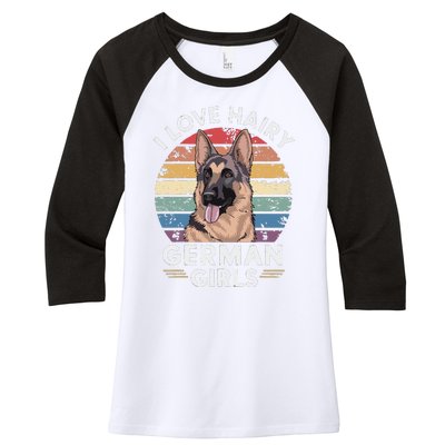 I Love Hairy German (7) Women's Tri-Blend 3/4-Sleeve Raglan Shirt