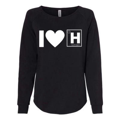 I Love Hydrogen Vehicles Fuel Cells H Symbol Periodic Table FCEVs Womens California Wash Sweatshirt