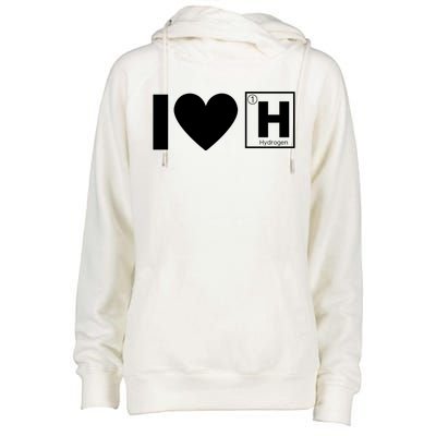 I Love Hydrogen Vehicles Fuel Cells H Symbol Periodic Table FCEVs Womens Funnel Neck Pullover Hood