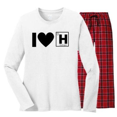 I Love Hydrogen Vehicles Fuel Cells H Symbol Periodic Table FCEVs Women's Long Sleeve Flannel Pajama Set 