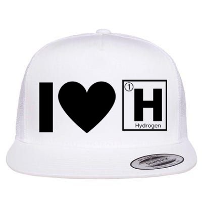 I Love Hydrogen Vehicles Fuel Cells H Symbol Periodic Table FCEVs Flat Bill Trucker Hat