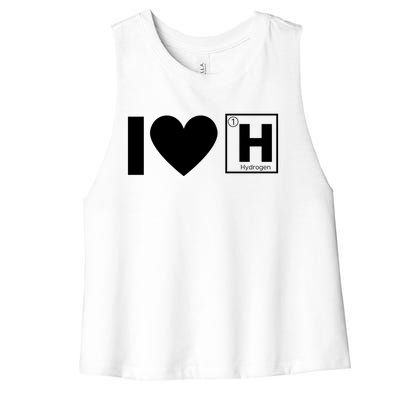 I Love Hydrogen Vehicles Fuel Cells H Symbol Periodic Table FCEVs Women's Racerback Cropped Tank