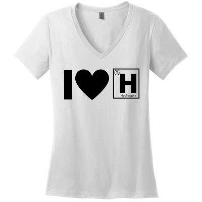 I Love Hydrogen Vehicles Fuel Cells H Symbol Periodic Table FCEVs Women's V-Neck T-Shirt