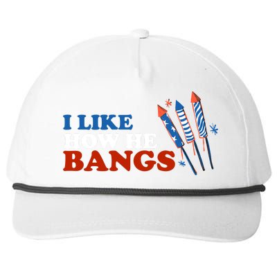 I Like How He Bangs Firework Celebration Funny 4th Of July Snapback Five-Panel Rope Hat