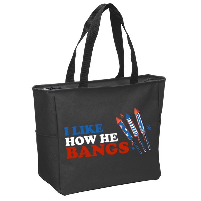 I Like How He Bangs Firework Celebration Funny 4th Of July Zip Tote Bag