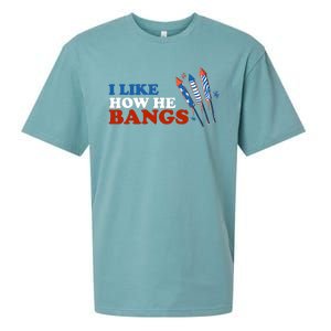 I Like How He Bangs Firework Celebration Funny 4th Of July Sueded Cloud Jersey T-Shirt