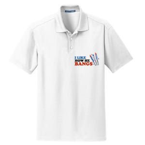 I Like How He Bangs Firework Celebration Funny 4th Of July Dry Zone Grid Polo