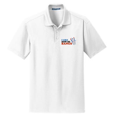 I Like How He Bangs Firework Celebration Funny 4th Of July Dry Zone Grid Polo