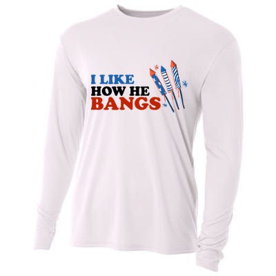 I Like How He Bangs Firework Celebration Funny 4th Of July Cooling Performance Long Sleeve Crew