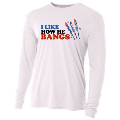 I Like How He Bangs Firework Celebration Funny 4th Of July Cooling Performance Long Sleeve Crew