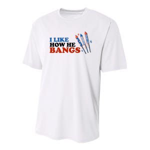 I Like How He Bangs Firework Celebration Funny 4th Of July Youth Performance Sprint T-Shirt