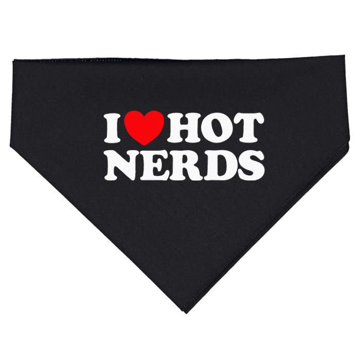 I Love Hot Nerds Funny Geek Science Gamer Smart Thinker Fan USA-Made Doggie Bandana