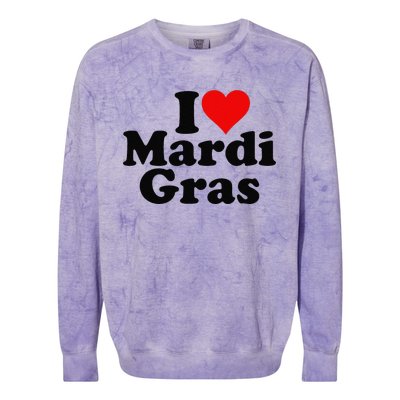 I Love Heart Mardi Gras Fat Tuesday Carnival Colorblast Crewneck Sweatshirt