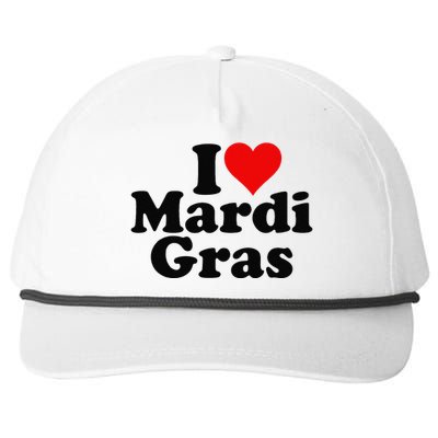 I Love Heart Mardi Gras Fat Tuesday Carnival Snapback Five-Panel Rope Hat