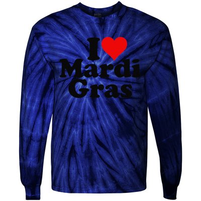 I Love Heart Mardi Gras Fat Tuesday Carnival Tie-Dye Long Sleeve Shirt