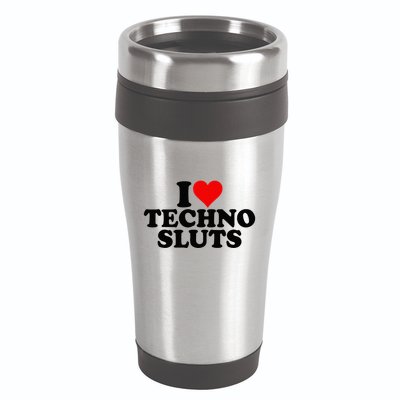I Love Heart Techno Sluts Edm Music 16oz Travel Tumbler