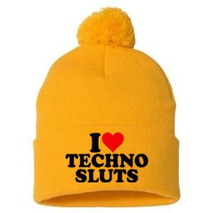 I Love Heart Techno Sluts Edm Music Pom Pom 12in Knit Beanie