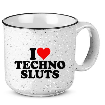 I Love Heart Techno Sluts Edm Music 15oz Campfire Ceramic Mug