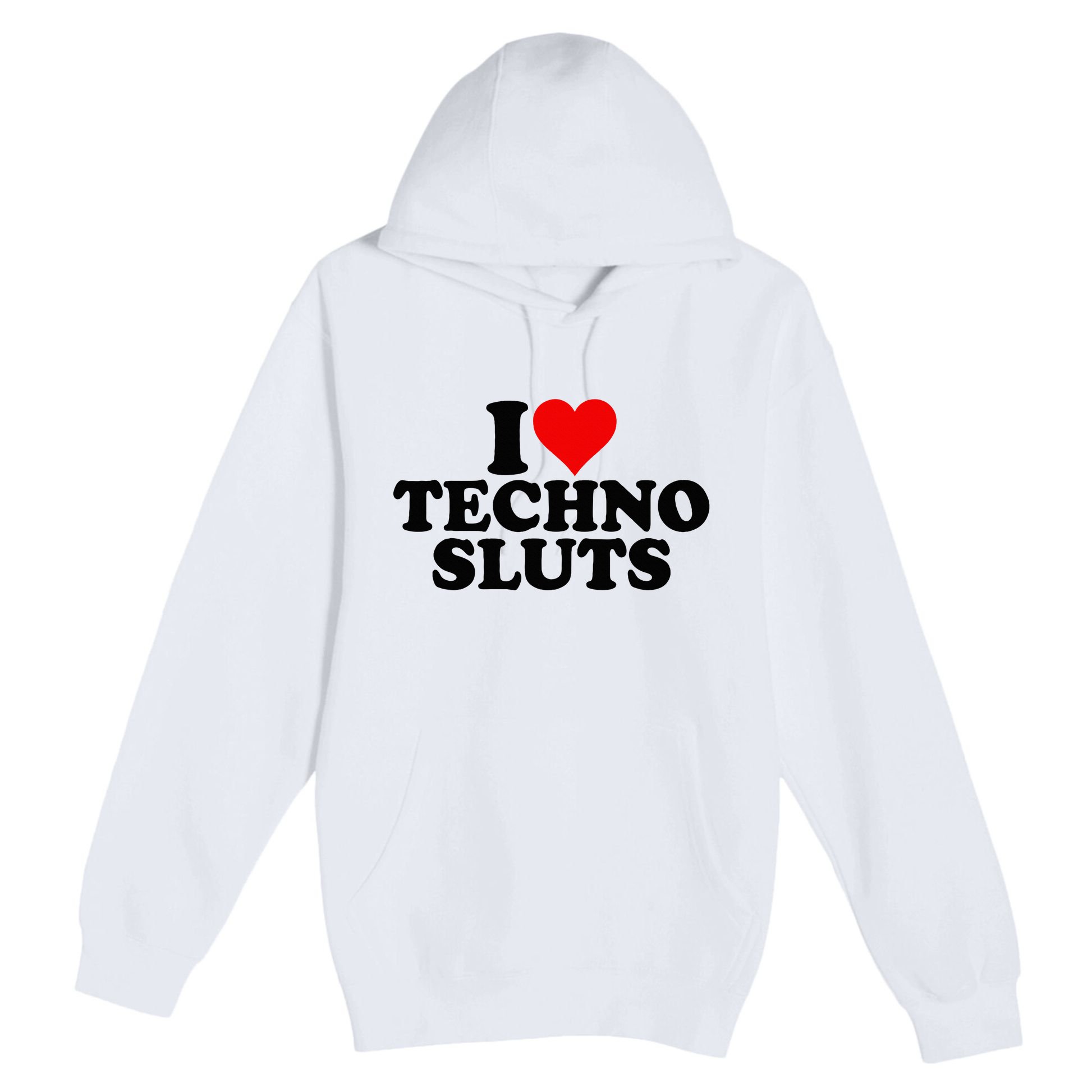 I Love Heart Techno Sluts Edm Music Premium Pullover Hoodie