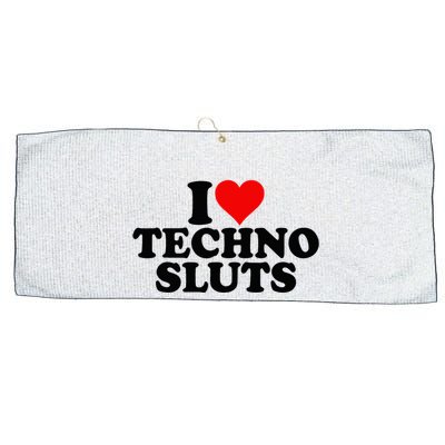I Love Heart Techno Sluts Edm Music Large Microfiber Waffle Golf Towel