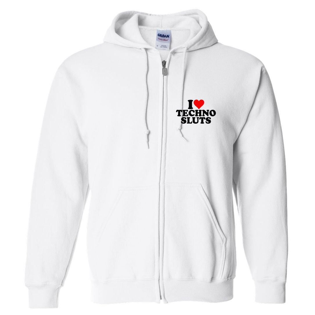 I Love Heart Techno Sluts Edm Music Full Zip Hoodie