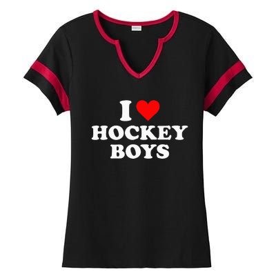 I Love Hockey Ladies Halftime Notch Neck Tee