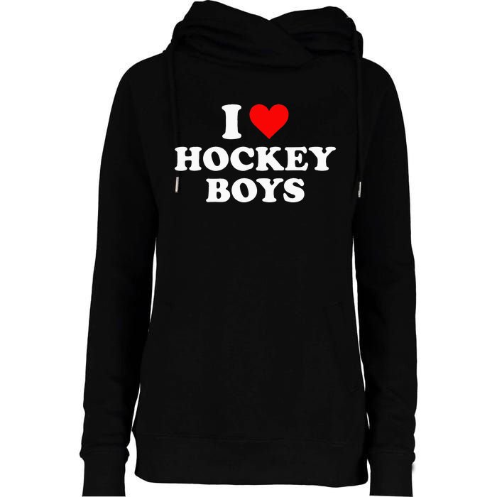 I Love Hockey Womens Funnel Neck Pullover Hood