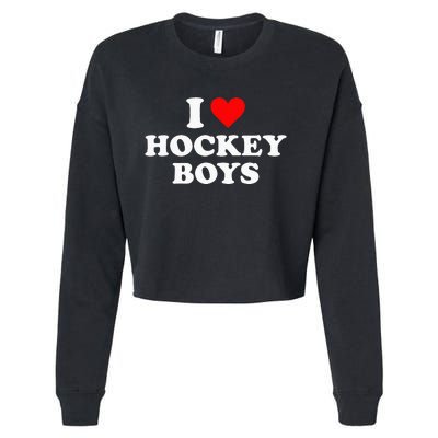 I Love Hockey Cropped Pullover Crew