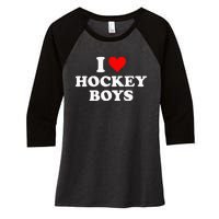 I Love Hockey Women's Tri-Blend 3/4-Sleeve Raglan Shirt