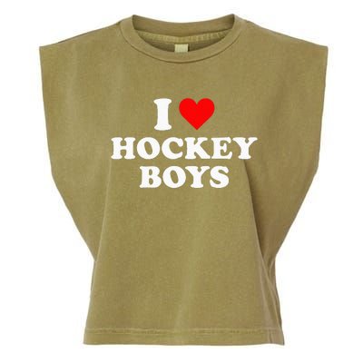 I Love Hockey Garment-Dyed Women's Muscle Tee