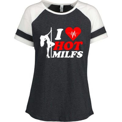 I Love Hot Milfs Funny Red Heart Love Milfs Hot Mom Hunter Funny Gift Enza Ladies Jersey Colorblock Tee