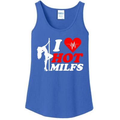 I Love Hot Milfs Funny Red Heart Love Milfs Hot Mom Hunter Funny Gift Ladies Essential Tank