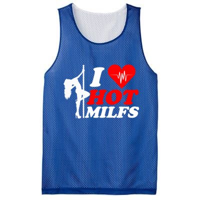 I Love Hot Milfs Funny Red Heart Love Milfs Hot Mom Hunter Funny Gift Mesh Reversible Basketball Jersey Tank