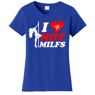 I Love Hot Milfs Funny Red Heart Love Milfs Hot Mom Hunter Funny Gift Women's T-Shirt