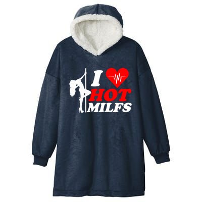 I Love Hot Milfs Funny Red Heart Love Milfs Hot Mom Hunter Funny Gift Hooded Wearable Blanket