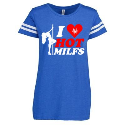 I Love Hot Milfs Funny Red Heart Love Milfs Hot Mom Hunter Funny Gift Enza Ladies Jersey Football T-Shirt